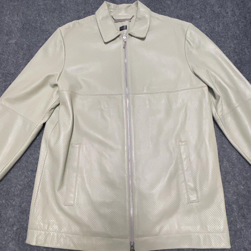 Tiger Woods Collection Light Green 100% Leather Jacket Size Medium EUC
