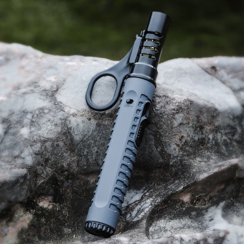 Portable Windproof Butane Torch Flamethrower - Refillable Adjustable Flame,