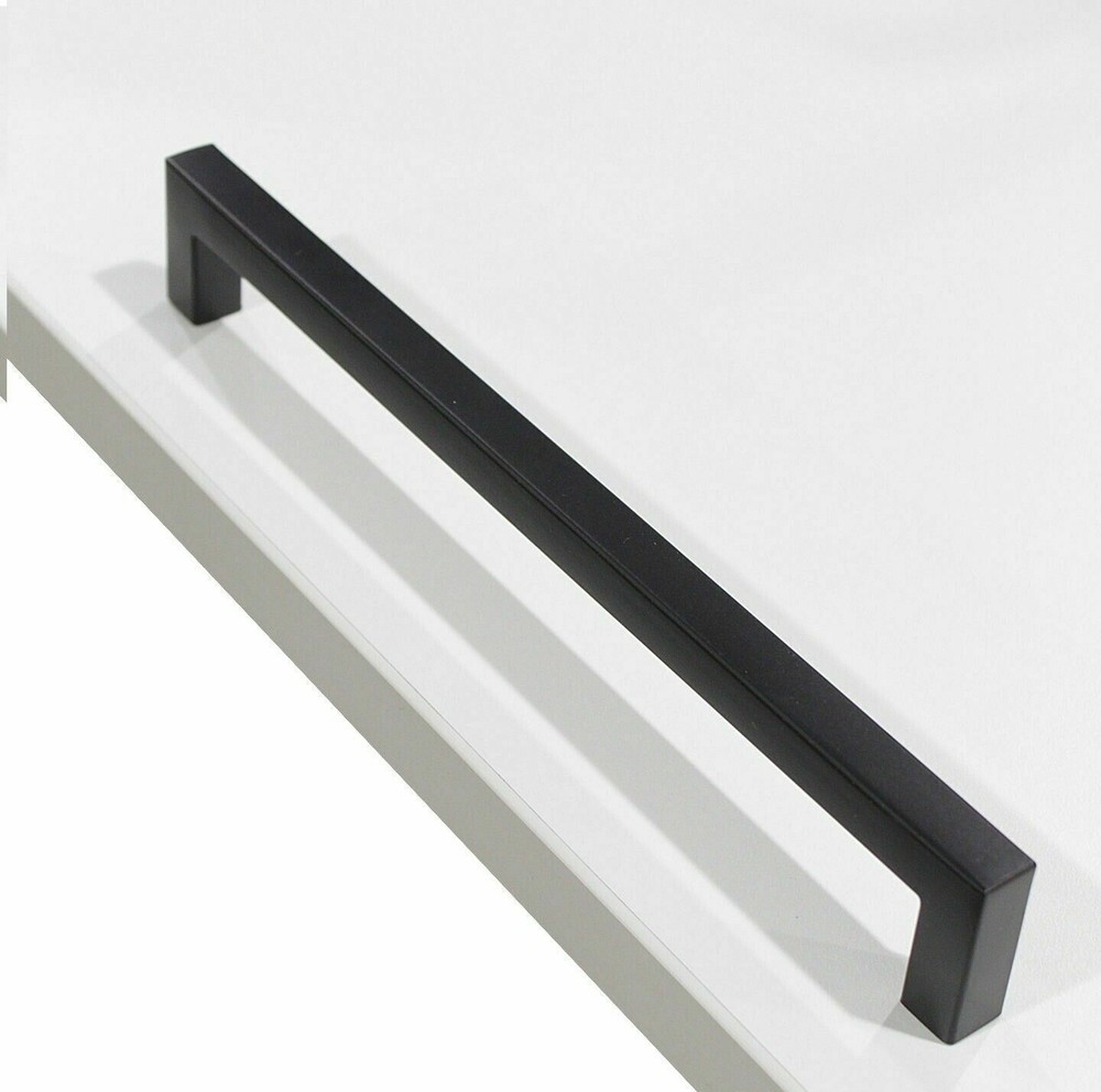 Black Kitchen Square Cabinet Handles Drawer Pull Knobs Stainless Steel 12mm 1/2"