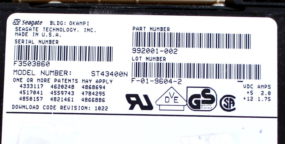System Pull Seagate 2.9GB Internal 50-pin SCSI Hard Drive