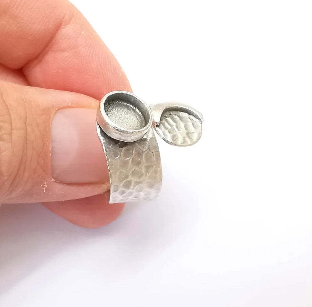 Crescent Ring Setting Blank Cabochon Mounting Adjustable Ring Base Bezel