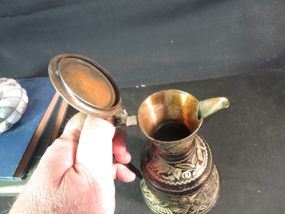 Hand Decorated Copper/Pitcher/Ewer Signed