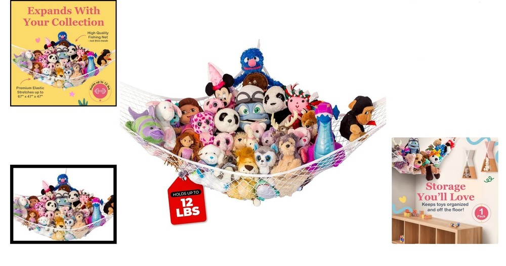 Space-Saving Triangle Hammock for Stuffed Animals - Durable and Stylish Design