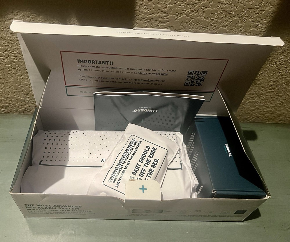 Lunderg Early Alert Bed Alarm System - Wireless Bed Sensor Pad & Pager Elderly