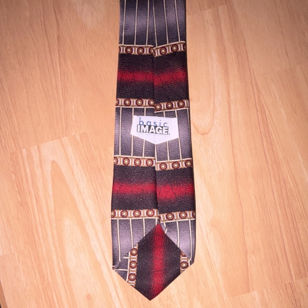 Basic Image Polyester Tie Red Gray Black Beige Geometric Pattern Men's Classic