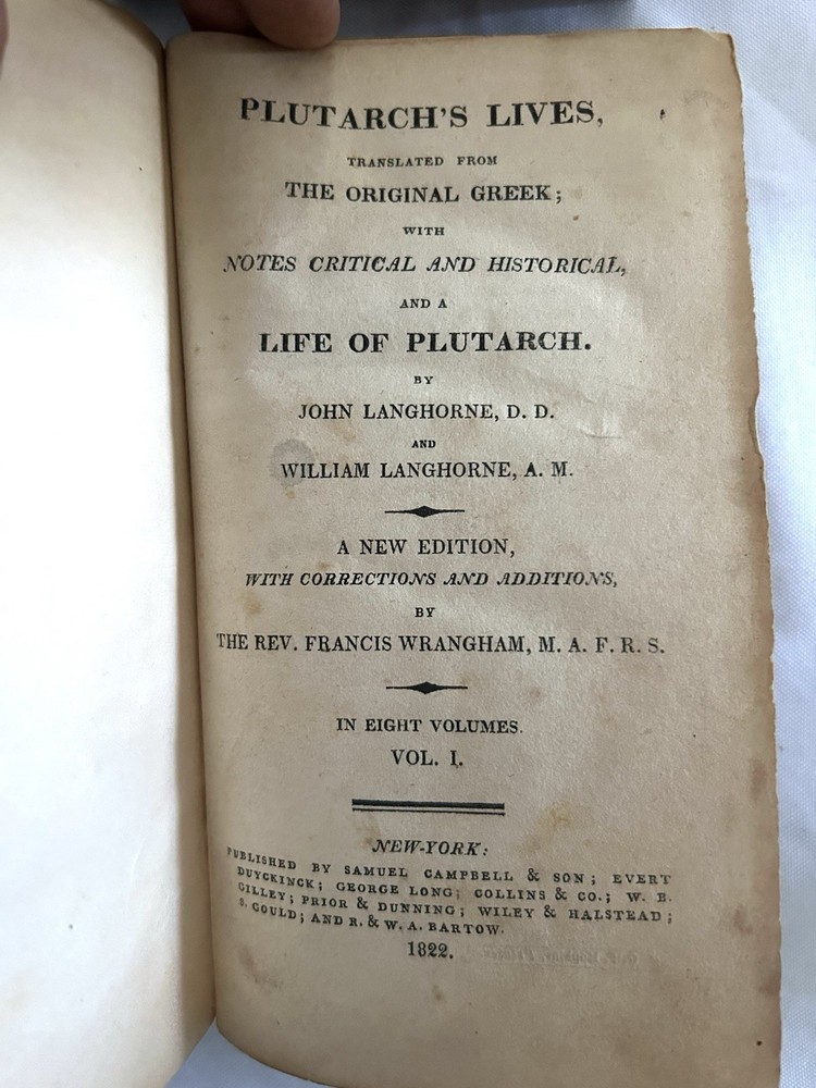 1822 Plutarch's Lives: Volume I, II, IV, V, VII and VIII