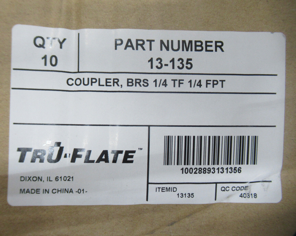 TRU-FLATE 13-135 COUPLER 10ct