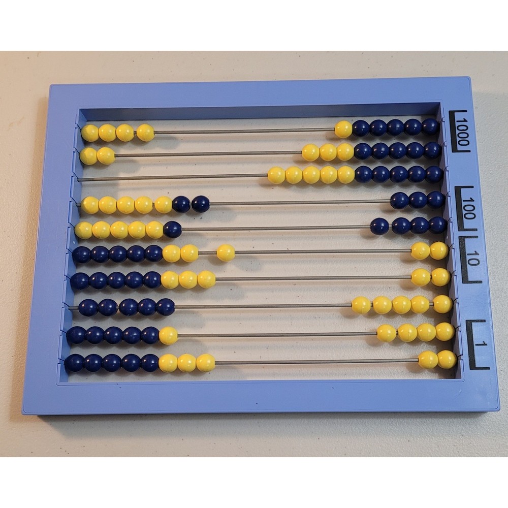 AL Abacus RightStart Math Manipulative Blue Yellow 100 Beads Double Sided Visual