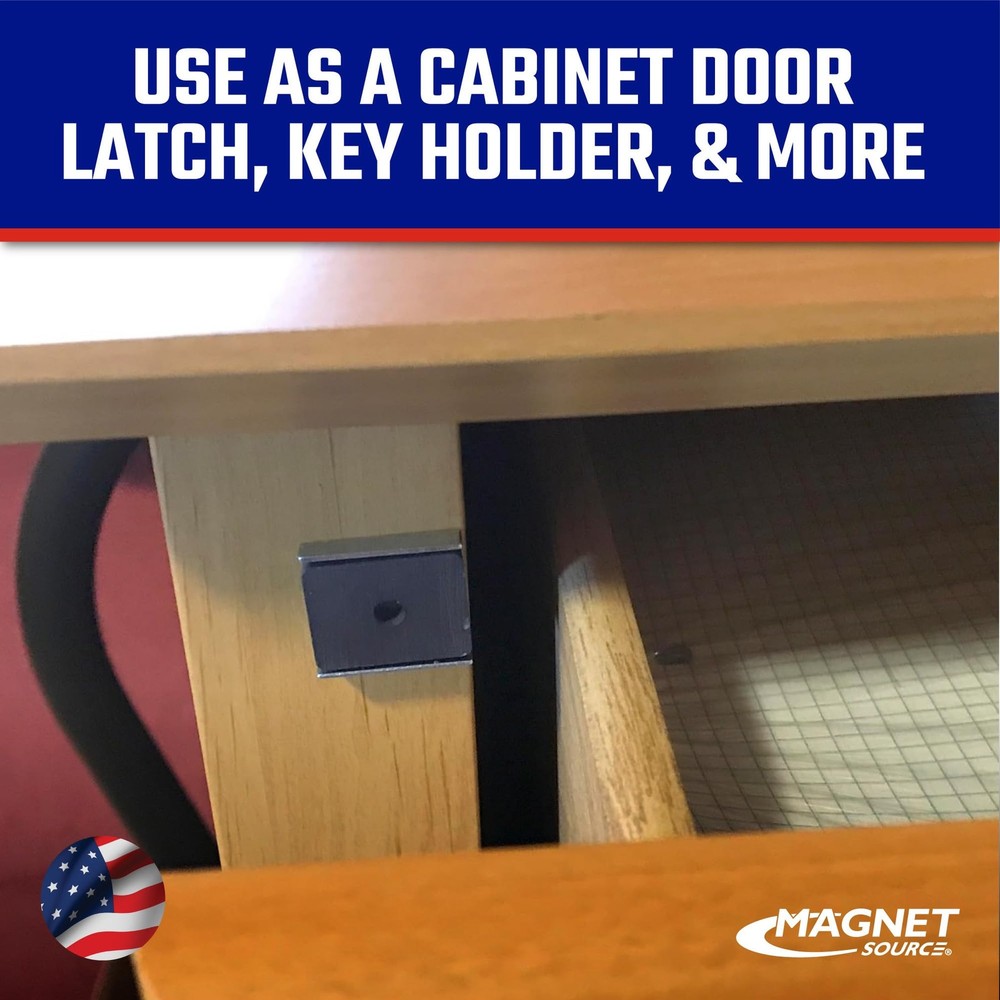 Ceramic Latch Magnet Assemblies - Rectangular with Center Hole, Zinc Plated, ...