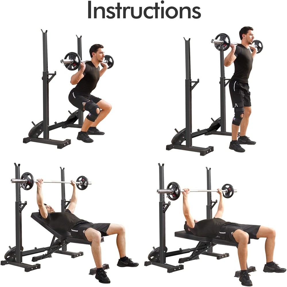 Adjustable Squat Rack Stand Multi-Function Barbell Rack Weight Lifting Gym Dumbb
