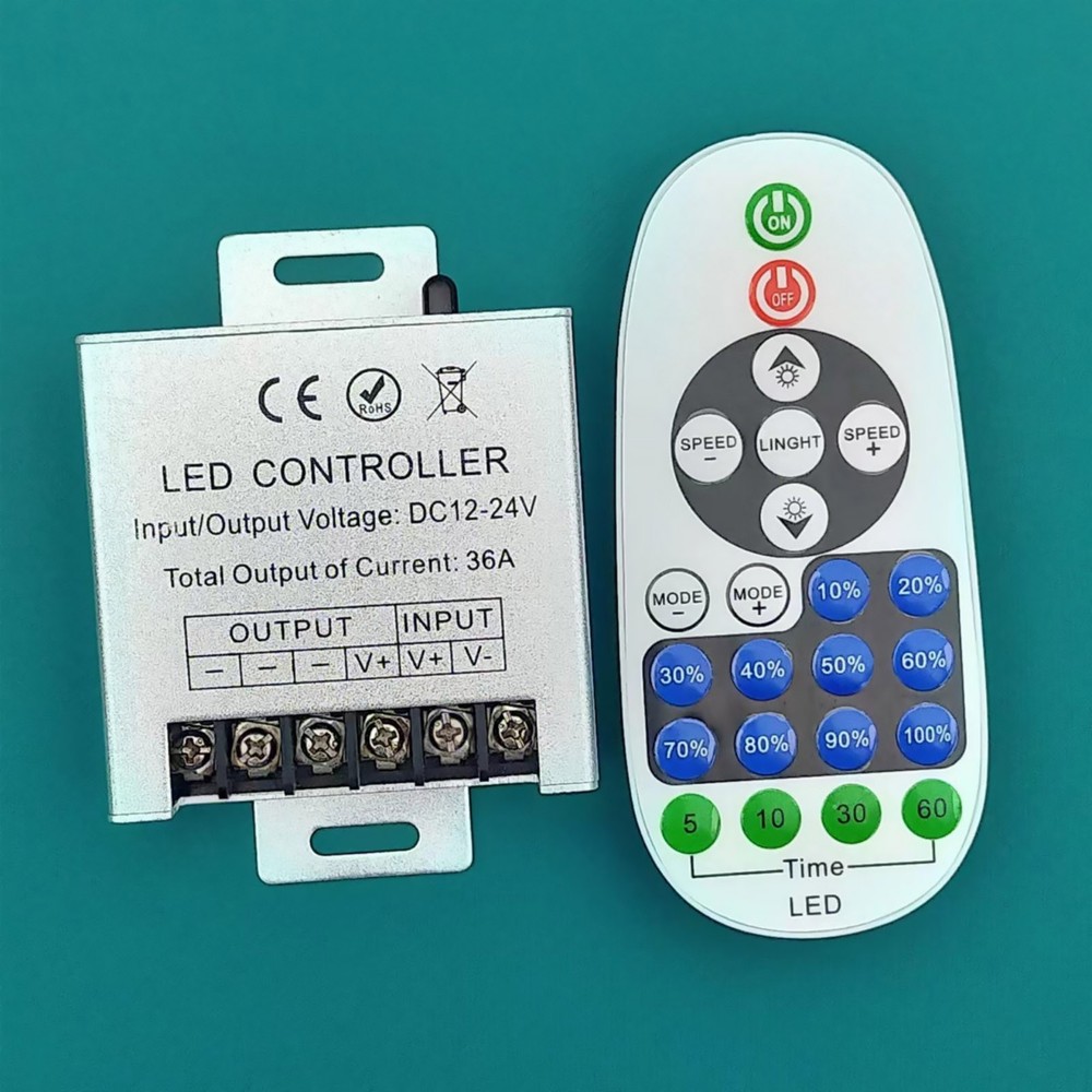 DC LED 12V 24V Light Dimmer Wireless IR 23Keys Remote Controller 36A 360W