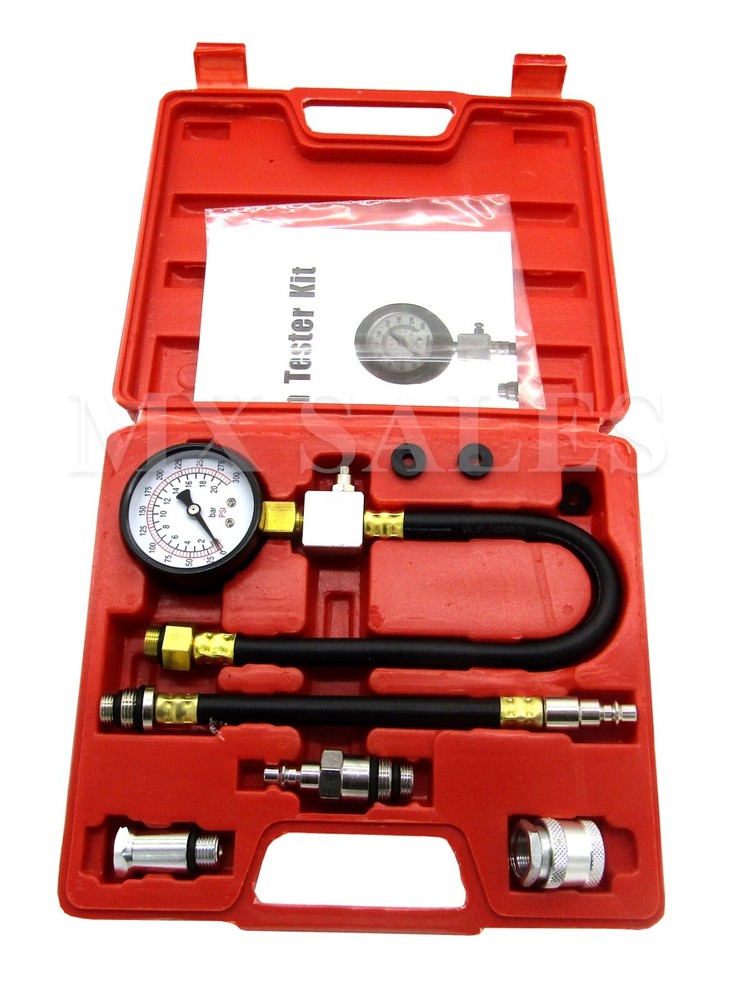 AUTOMOTIVE PETROL ENGINE COMPRESSION TESTER KIT GAUGE DUAL SCALE COMPRESSION TES