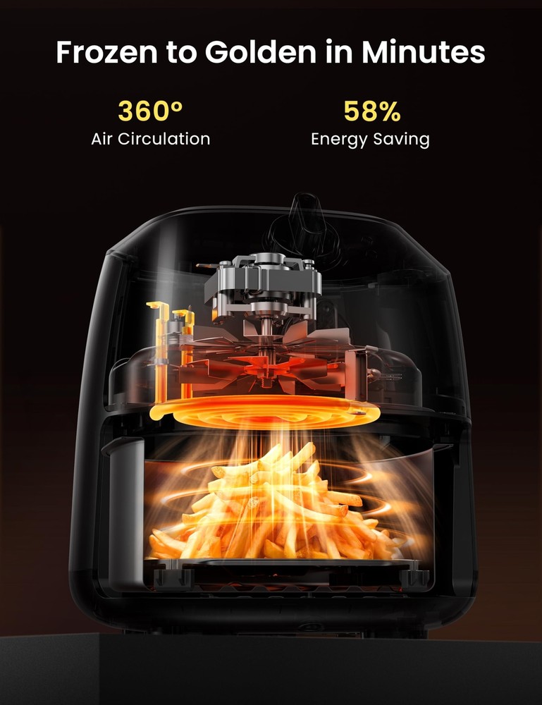 COMFEE' Compact 2.1 Quart Air Fryer with 12 Menu Options, Adjustable Timer & ...
