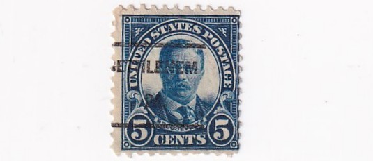 STAMP US SCOTT 637 "Roosevelt" 5 CENT 1927 PRECANCEL BETHLEHEM, PA.