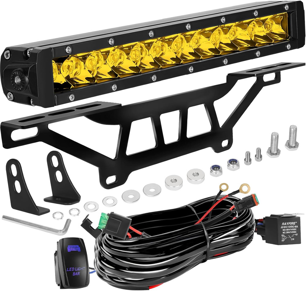 Maverick X3 Shock Tower Yellow Light Bar with Mount Bracket and Rocker Switch Wi
