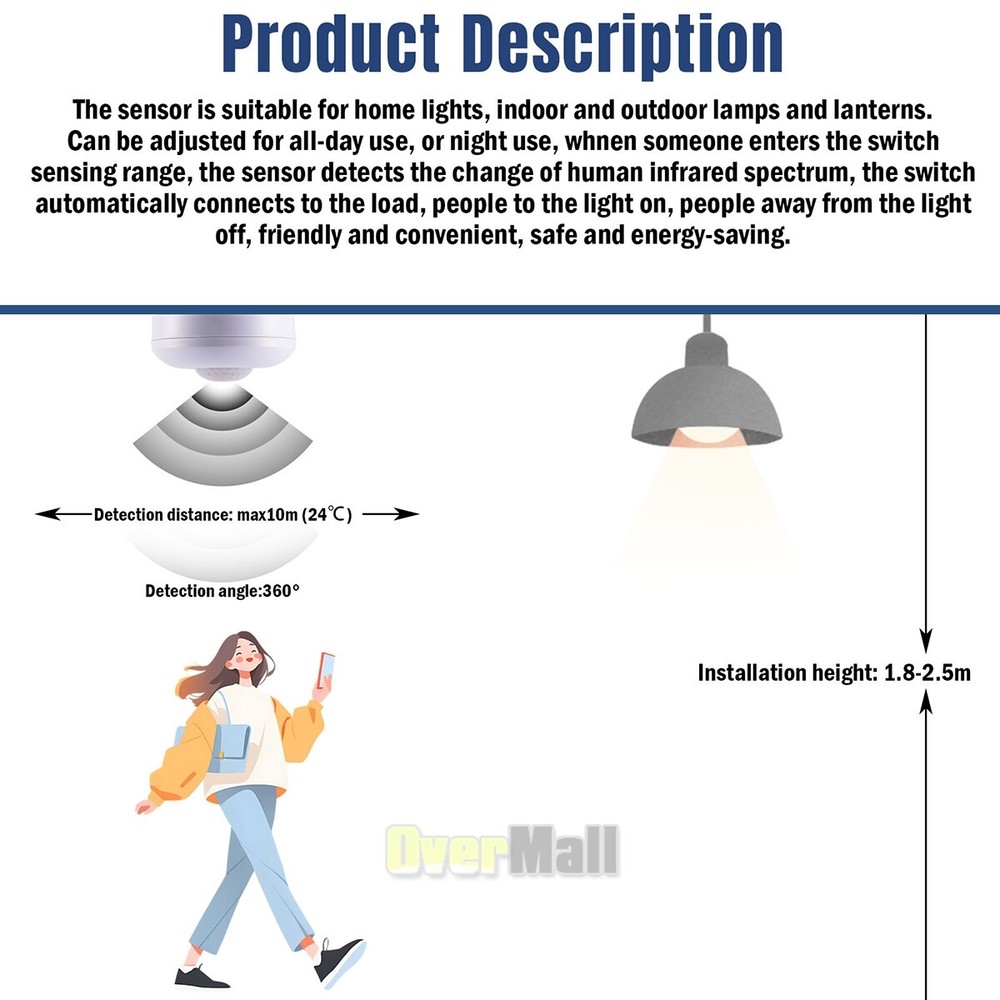 High Sensitivity Ceiling Mount Mini Sensor Switch For Led Lights TIME/LUX Adjust