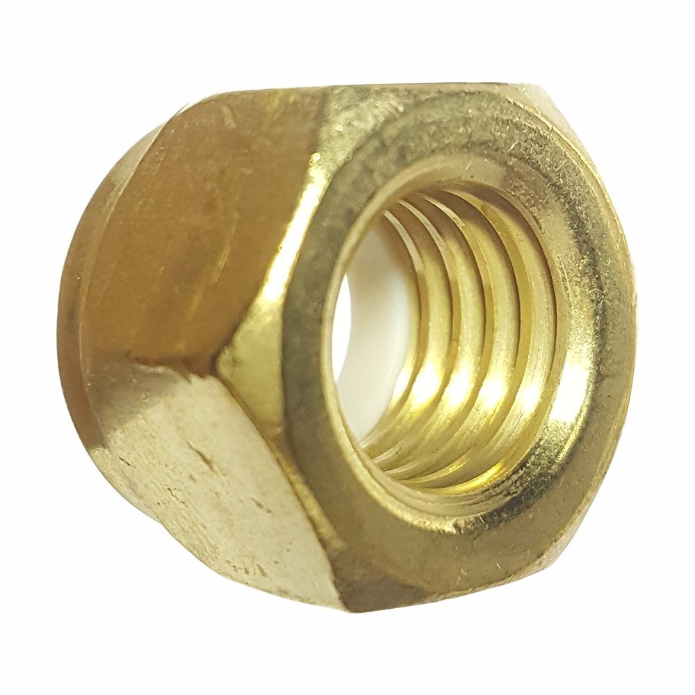1/2-13 Solid Brass Hex Locknut Nylon Insert Elastic Stop Lock Nuts Qty 50