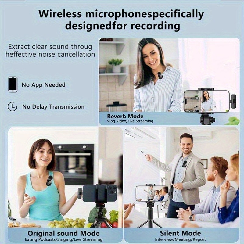 3 in 1 Mini Microphone for iPhone/Android/Camera Wireless Lavalier Microphone
