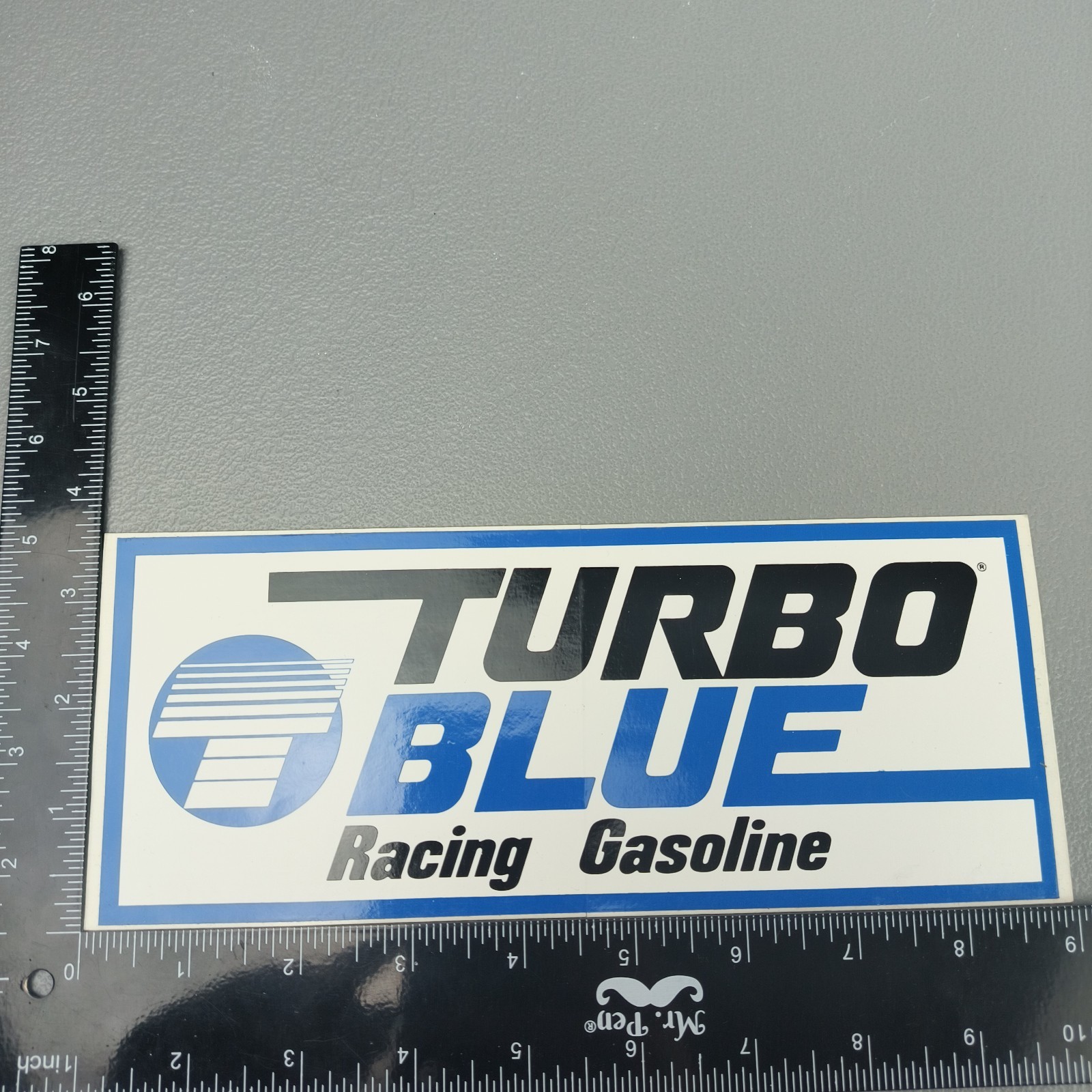 Turbo Blue Gasoline Marine NHRA drag racing hot rod sticker decal 1990s pair