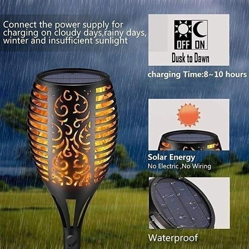 4Pack 96LED Solar Flame Light
