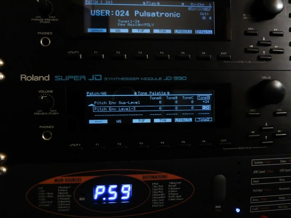 Roland JD-990 Custom LUX (Negative) LED Display !