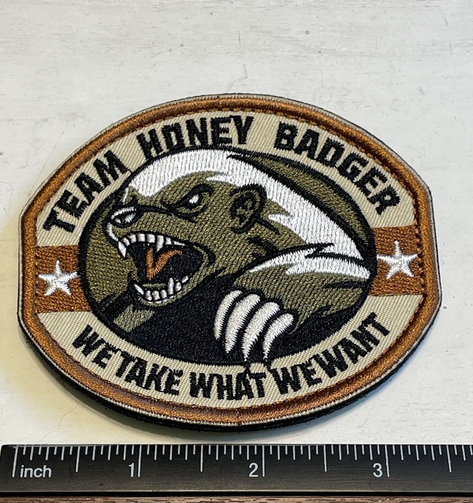 2 PCS TEAM HONEY BADGER MILITARY TACTICAL US ARMY COMBAT SWAT HOOK PATCH