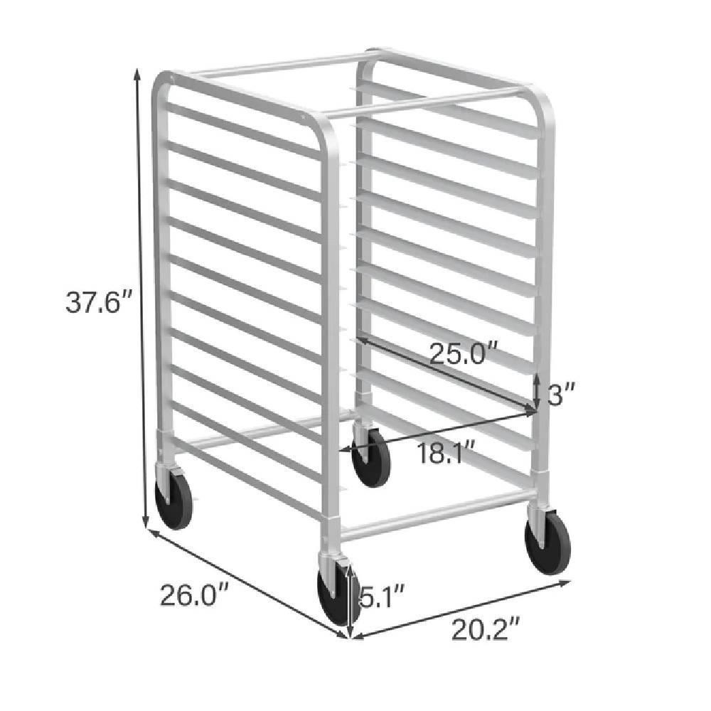 Heavy Duty 10-Tier Sheet Pan Rack w/ 4 Brake Wheels - Holds 20 Half Size Pans