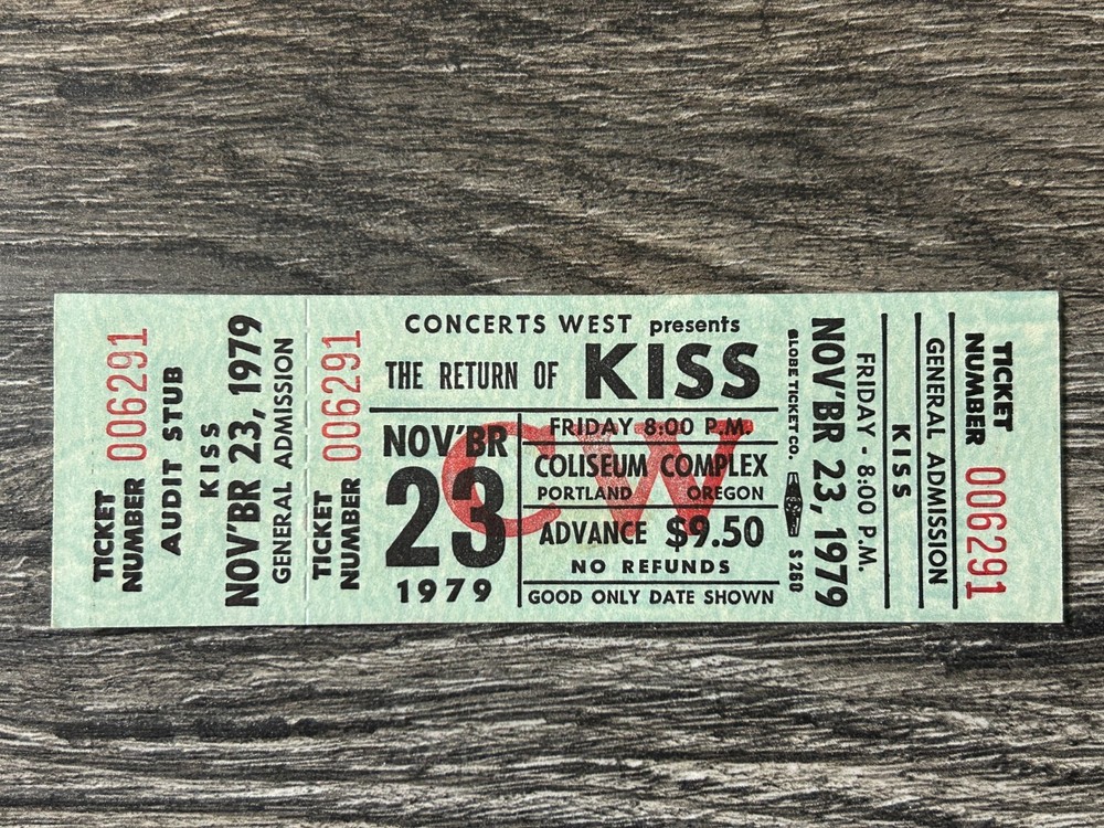 KISS FULL TICKET STUB Dynasty Concert Tour Seattle WA 1979 Vintage Kiss Aucoin