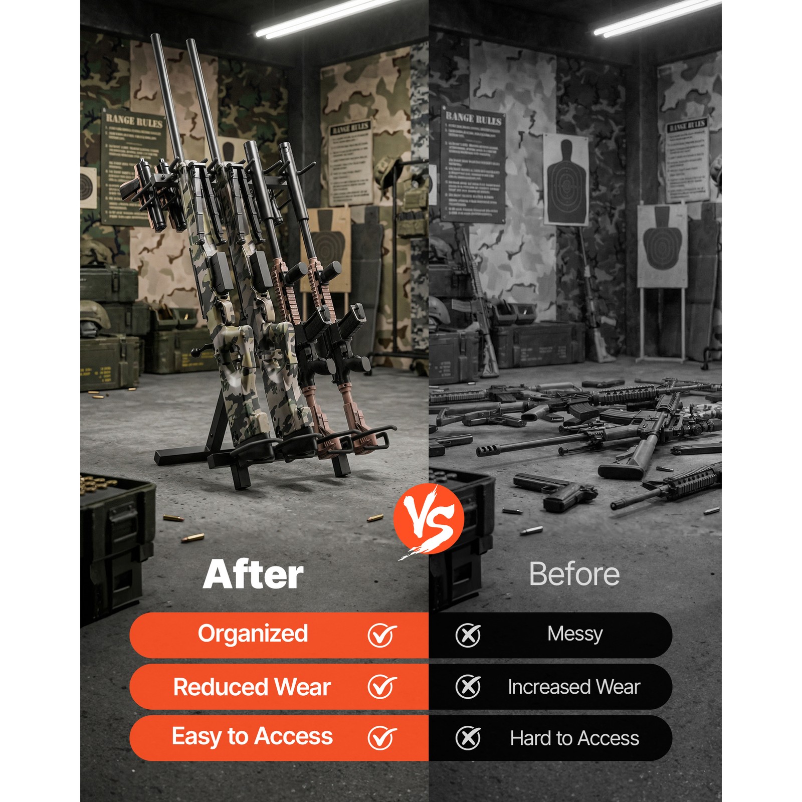 Uimoso Portable Folding Gun Rack Stand for 7 Handguns and 4 Rifles