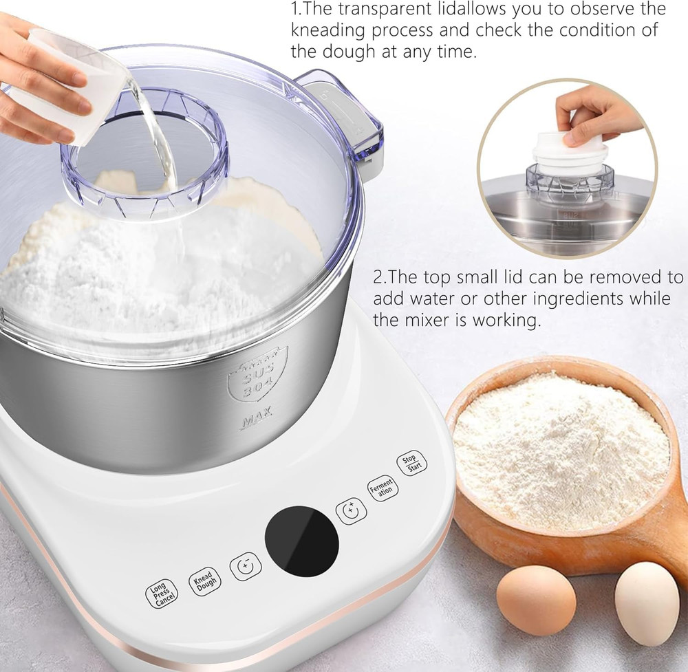 Doughchief, 5QT Dough Mixer Machine, Dough Maker with Ferment Function, 304 Stai