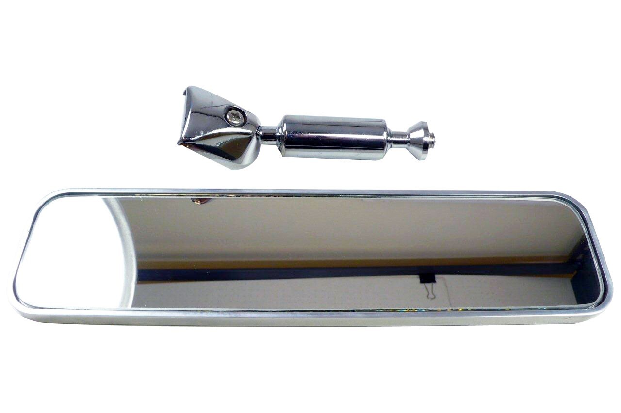 Rectangle Polished Billet Aluminum Rear View Mirror Ball Milled Chevy Ford Dodge