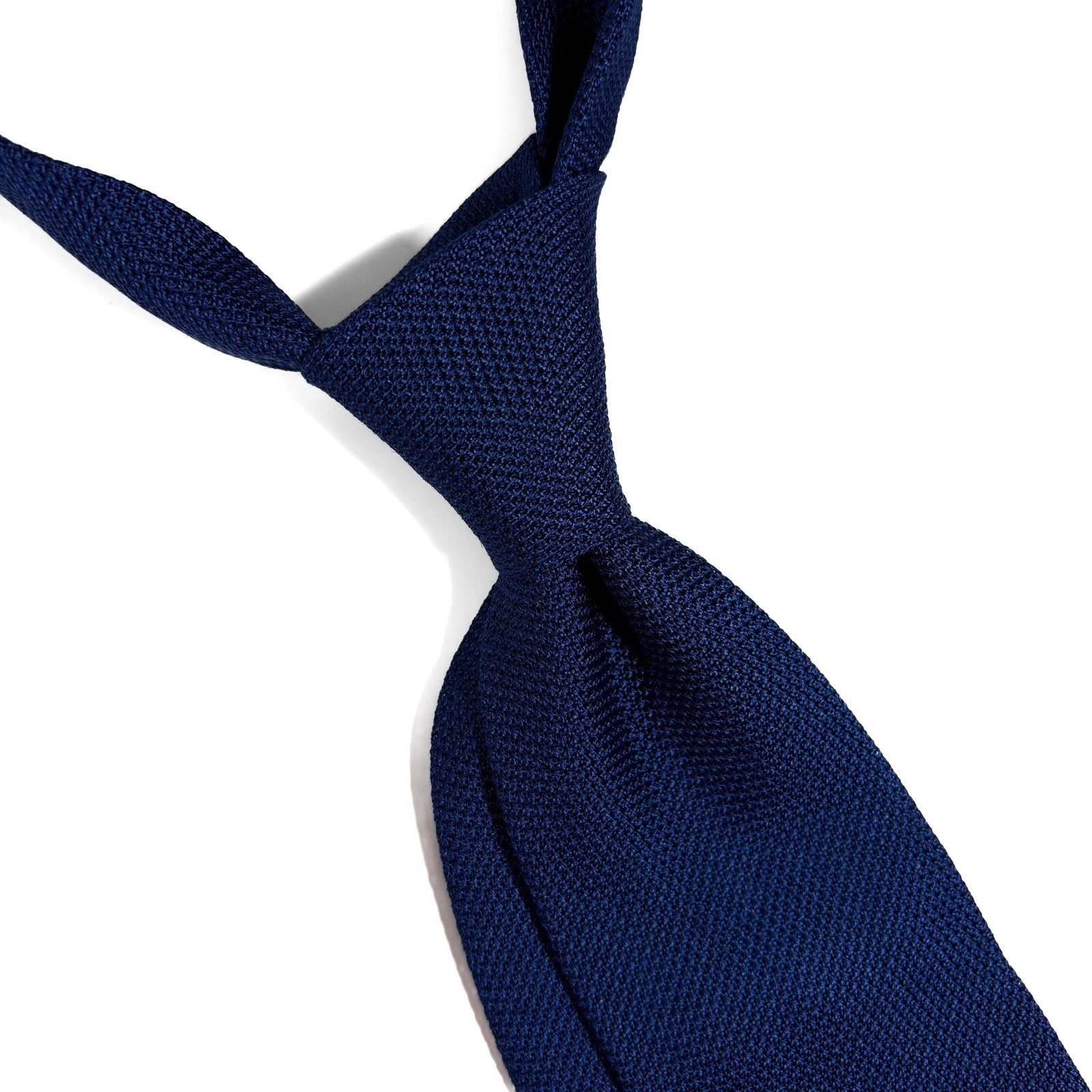 Navy Blue Solid Silk Grenadine Tie Handmade in Italy, New