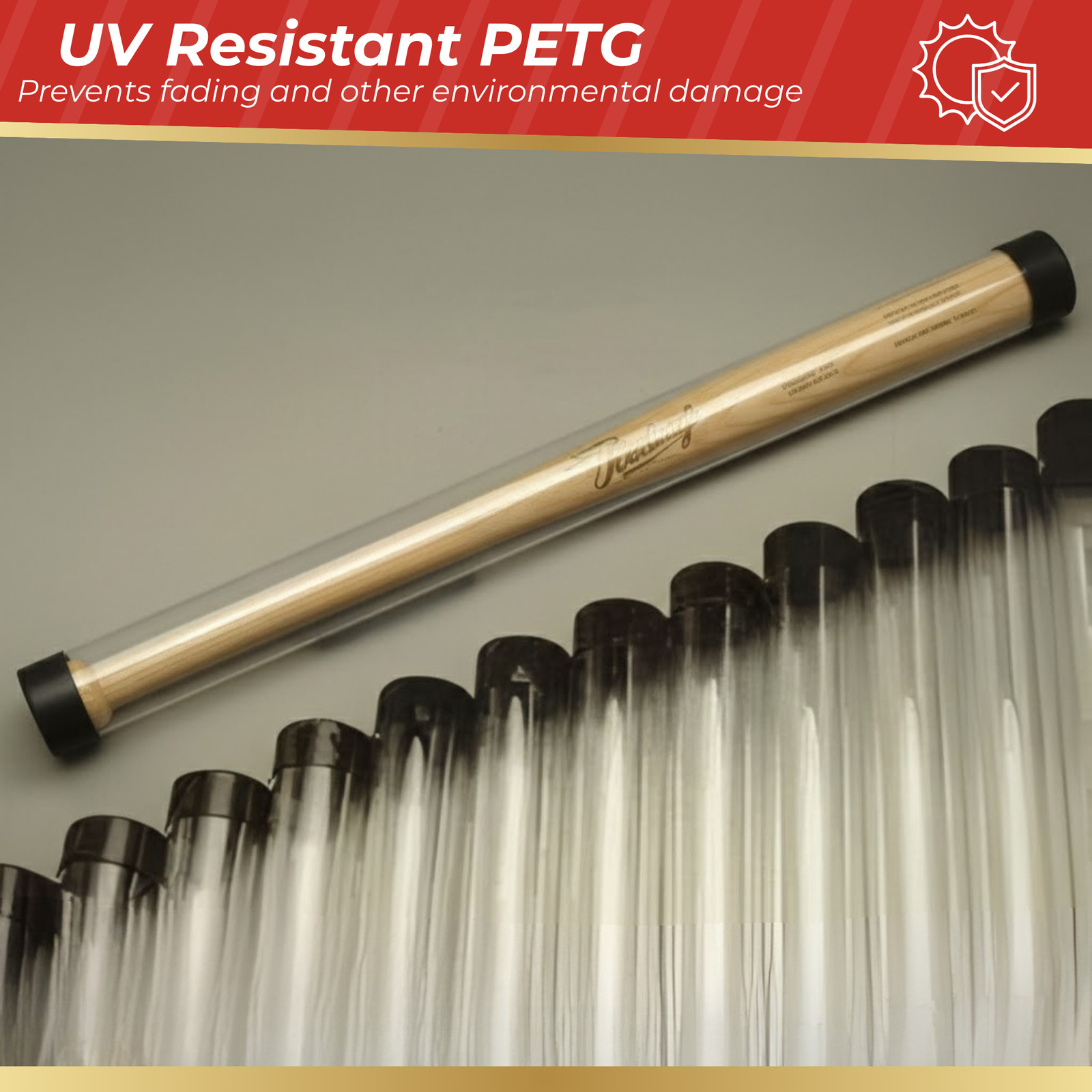 (12) Baseball Bat Tube Display Case Protective Holders! - Cardboard Gold Brand