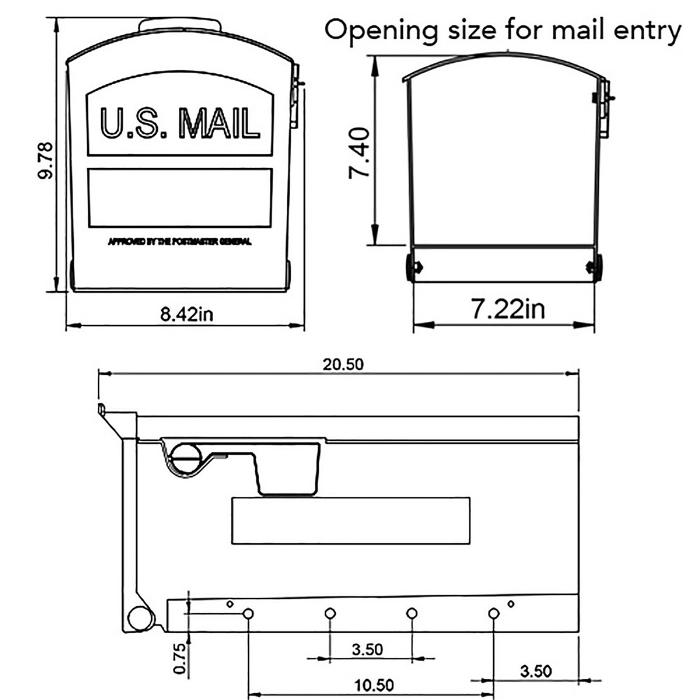 Architectural Mailboxes Patriot Plastic, Large, Post-Mount Mailbox in Black