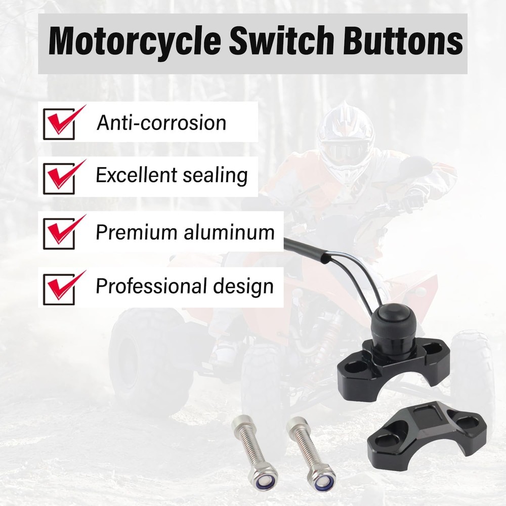 Universal Motorcycle Engine Start Stop Kill Switch with Mounting Backplate Black