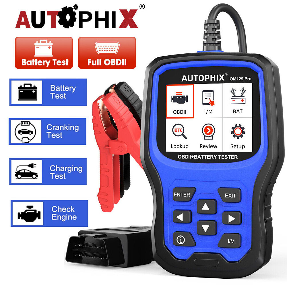 Autophix OM129 PRO OBD2 Scanner Code Reader 6V 12V Automotive Battery Load Test