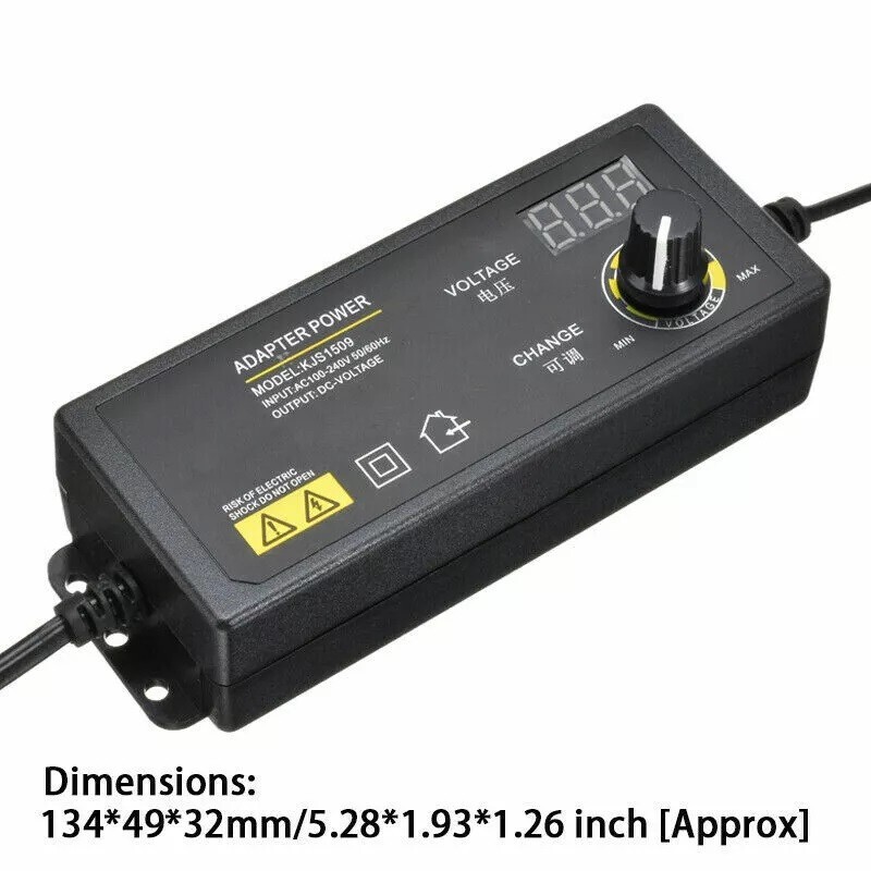 3V - 36V 1.7A 60W Adjustable DC Power Supply Adapter Control Volt LED Display US