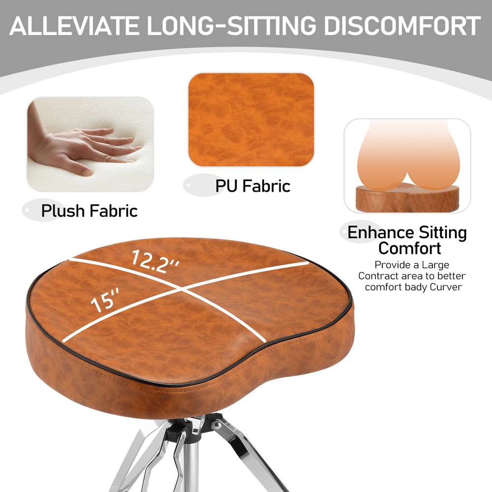 Drum Throne with Backrest, Drum Stool Adjustable Height With 5A Drumstick