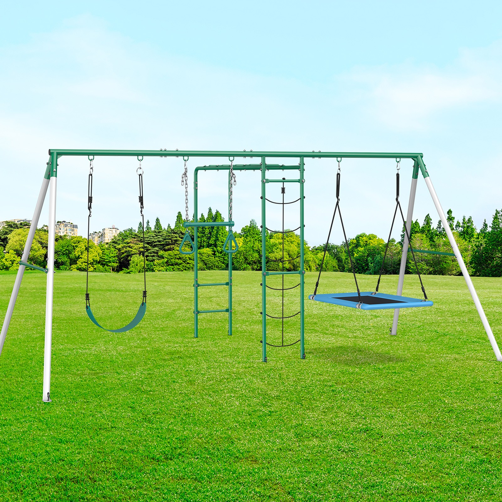 550lbs Metal Swing Set for Kids Playground Set Outdoor Backyard Play Heavy Duty