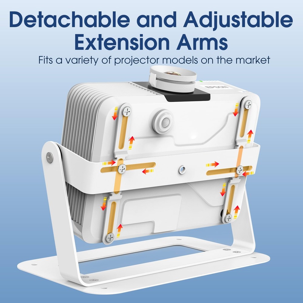 360 Degree Adjustable Desktop Projector Mount Base Plate With Cable Ties Set