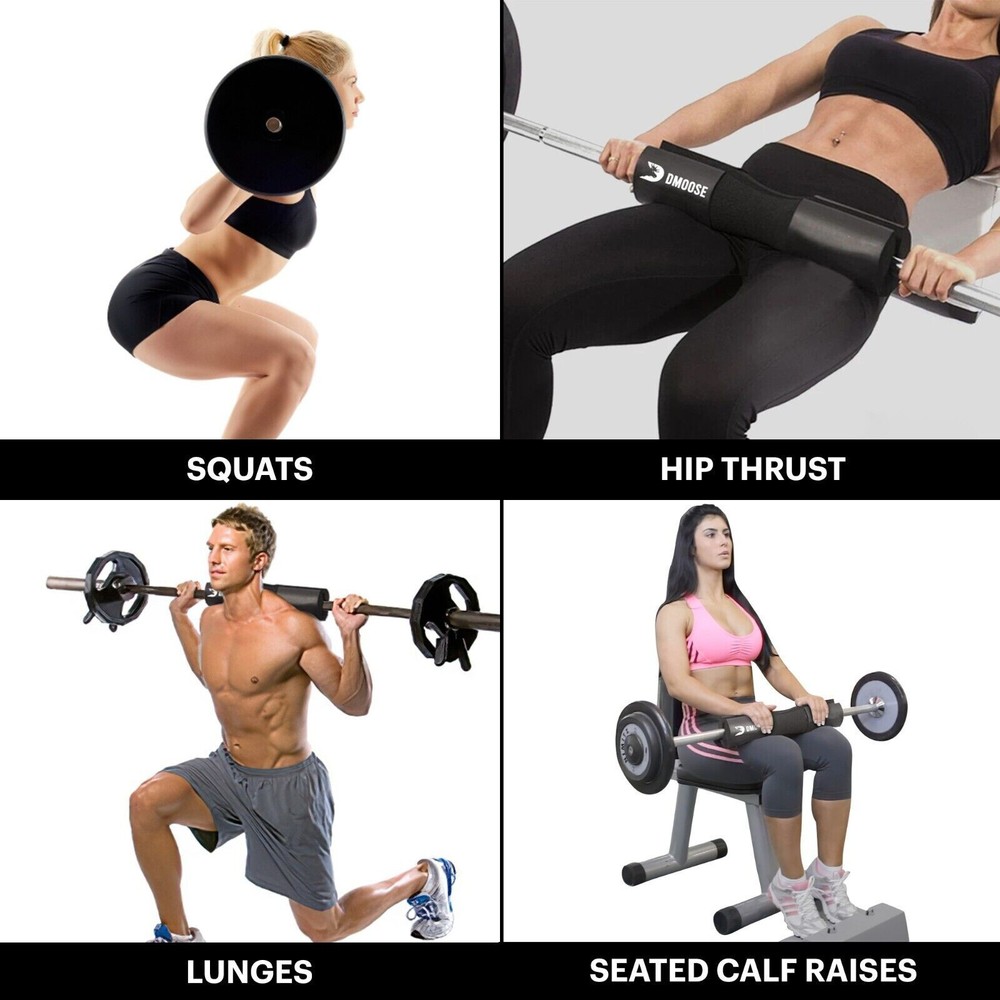 DMoose Olympic Barbell Pad, Hip Thrust Squat Pad with two straps Weightlifting