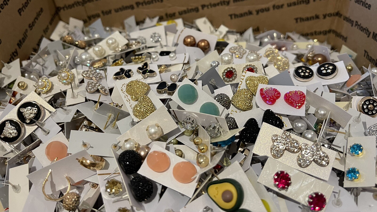 Wholesale Lot of 50 Pairs of Assorted Stud Earrings New Bling Glam