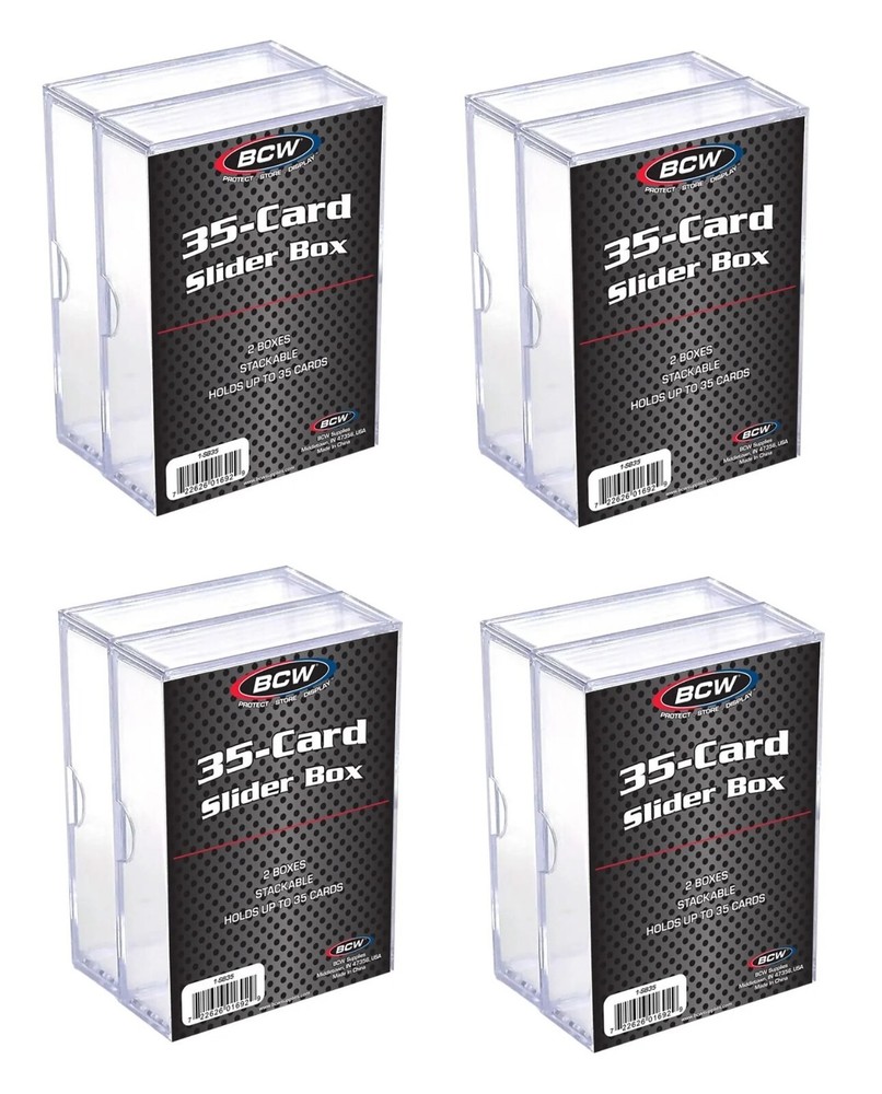 (8 Boxes) BCW 35 Card Size Slider Box Stackable Trading Card Storage Case 4x2
