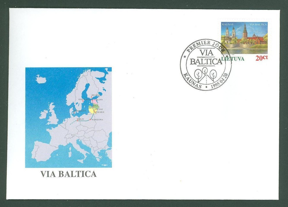 Lithuania E07 FDC 1995 VIA Baltica Kaunas Below face