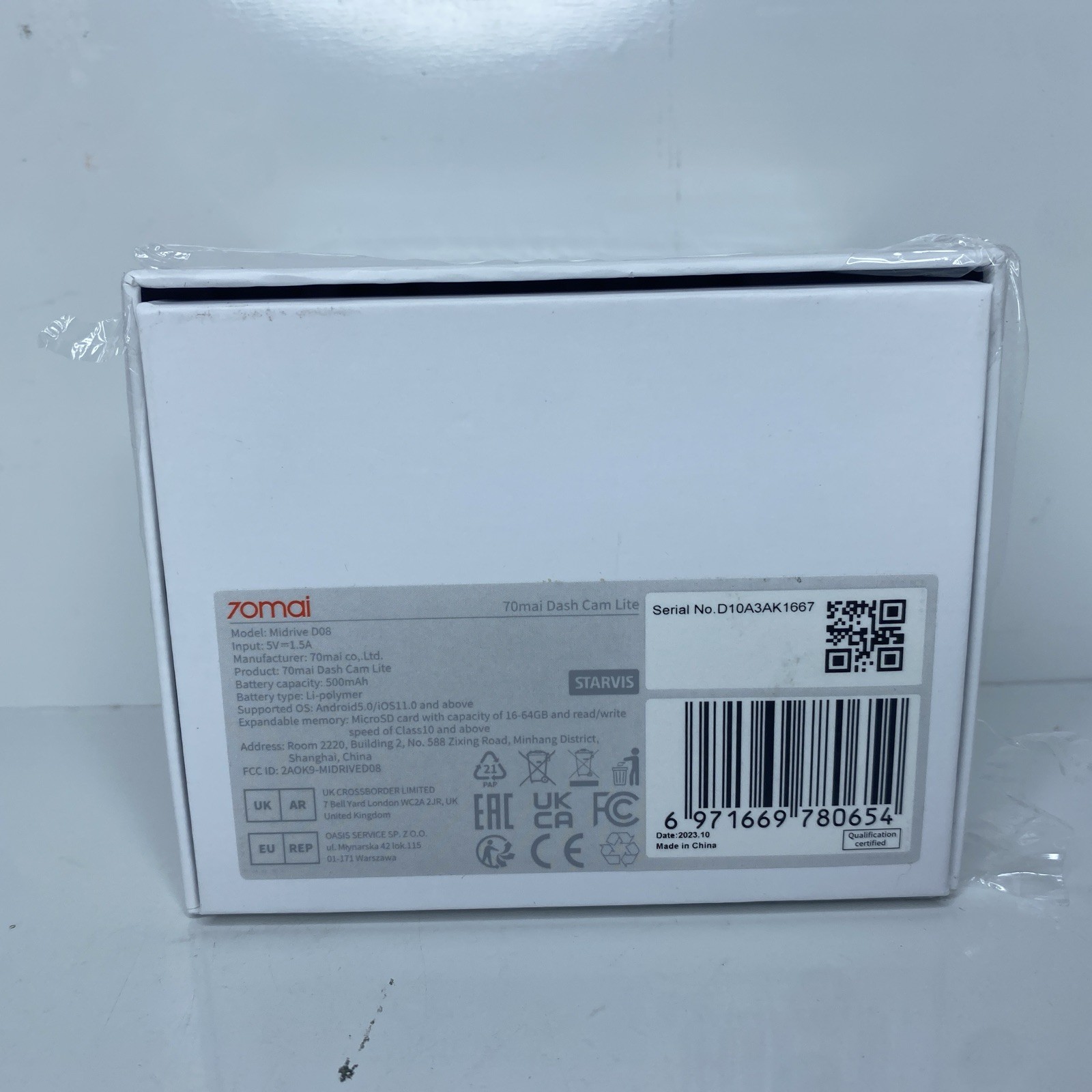 70mai Dash Cam Midrive D08 - 1080p Full HD - Smart Dash Camera - New Open Box