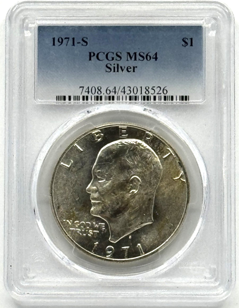 1971-S Eisenhower (Ike) Silver Dollar PCGS MS64 Blue Label
