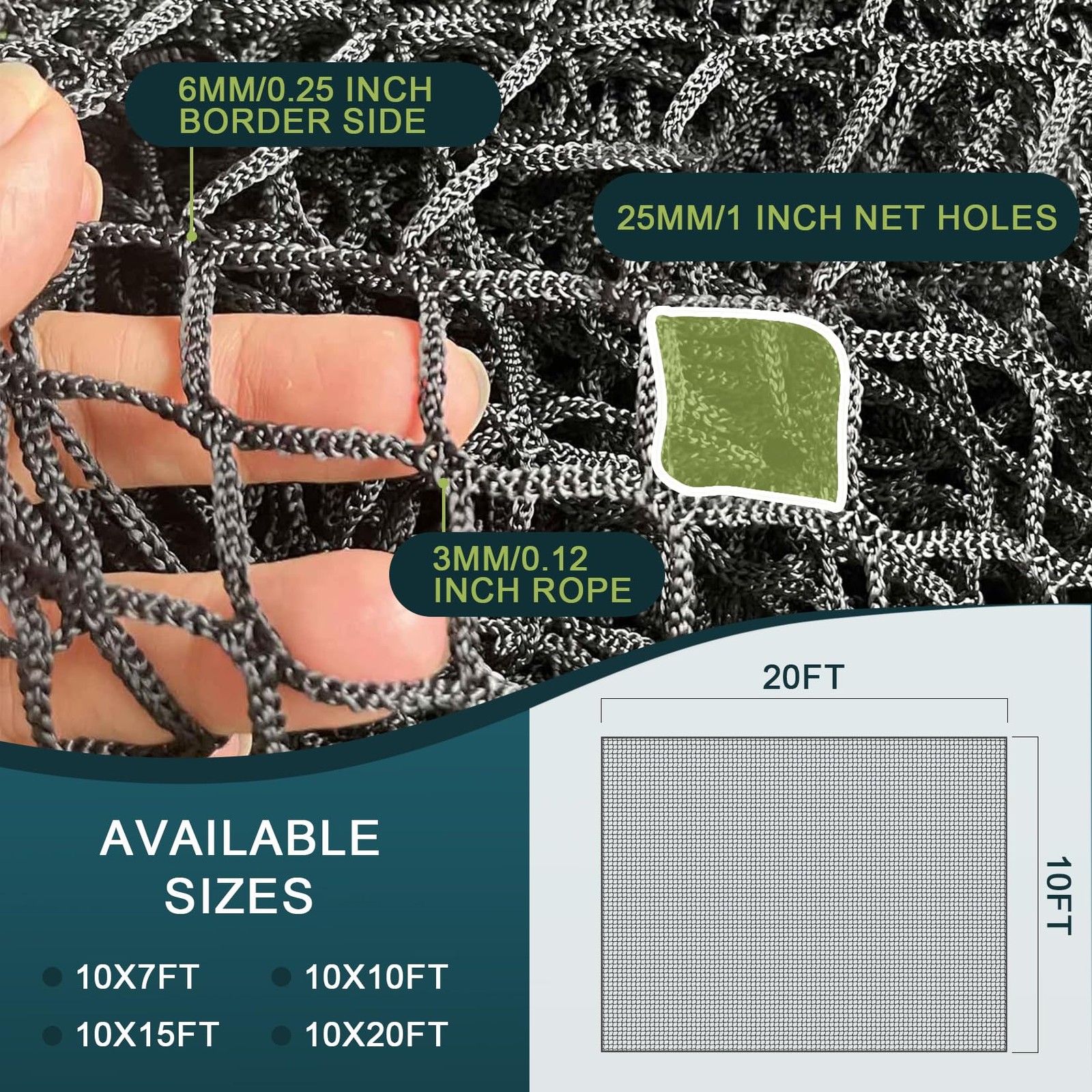 Golf Netting 10x20Ft Heavy Duty Golf Hitting Net for Garage Practice, Golf Ba...