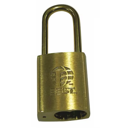 Best 21B772l606 Padlock, Coreless, Long Shackle, Rectangular Steel Body,