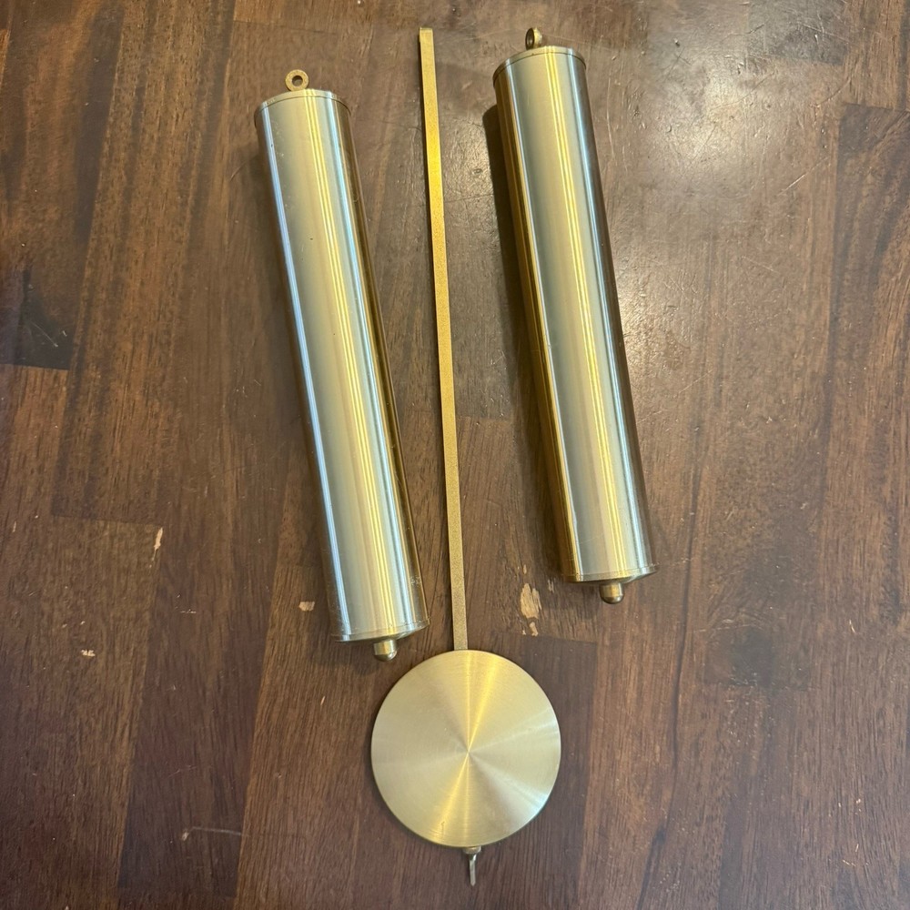 Vintage Brass clock pendulum and weights from a wall clock