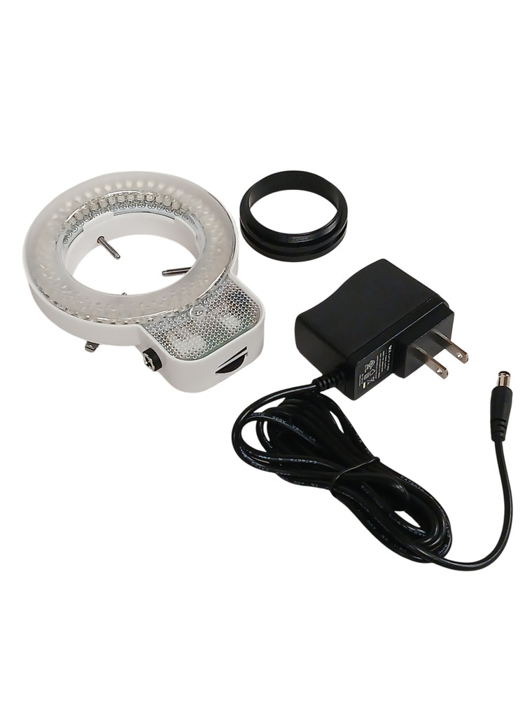 NEW AmScope 144S LED Adjustable Compact Microscope Ring Light + Adapter